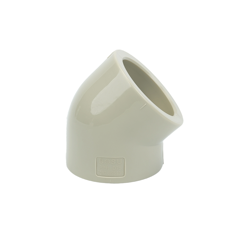 β--PPH 45 graden elleboog thermofusie-fitting 1,6 MPa
